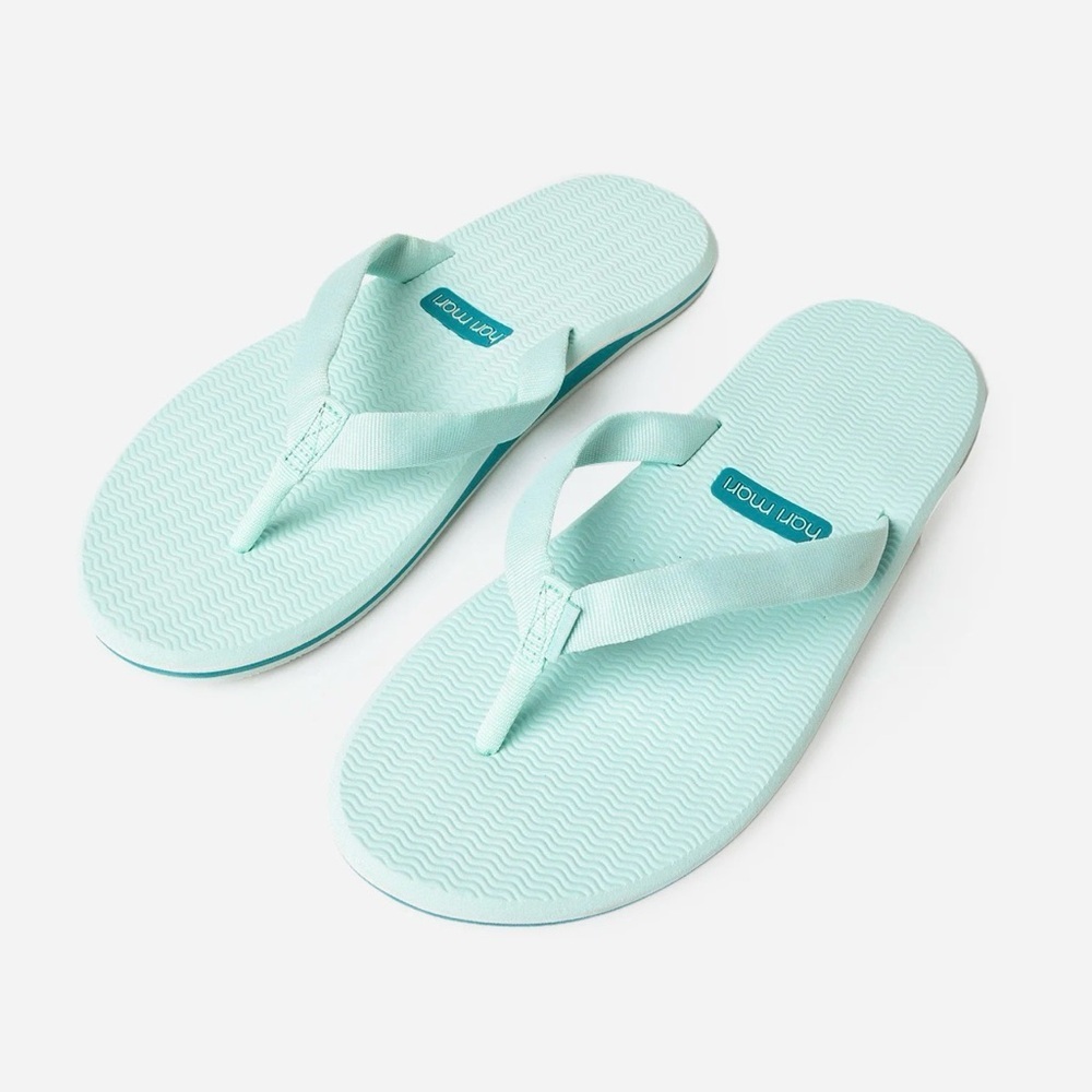 Mint Aqua Flip Flop Sandals with Fabric Straps